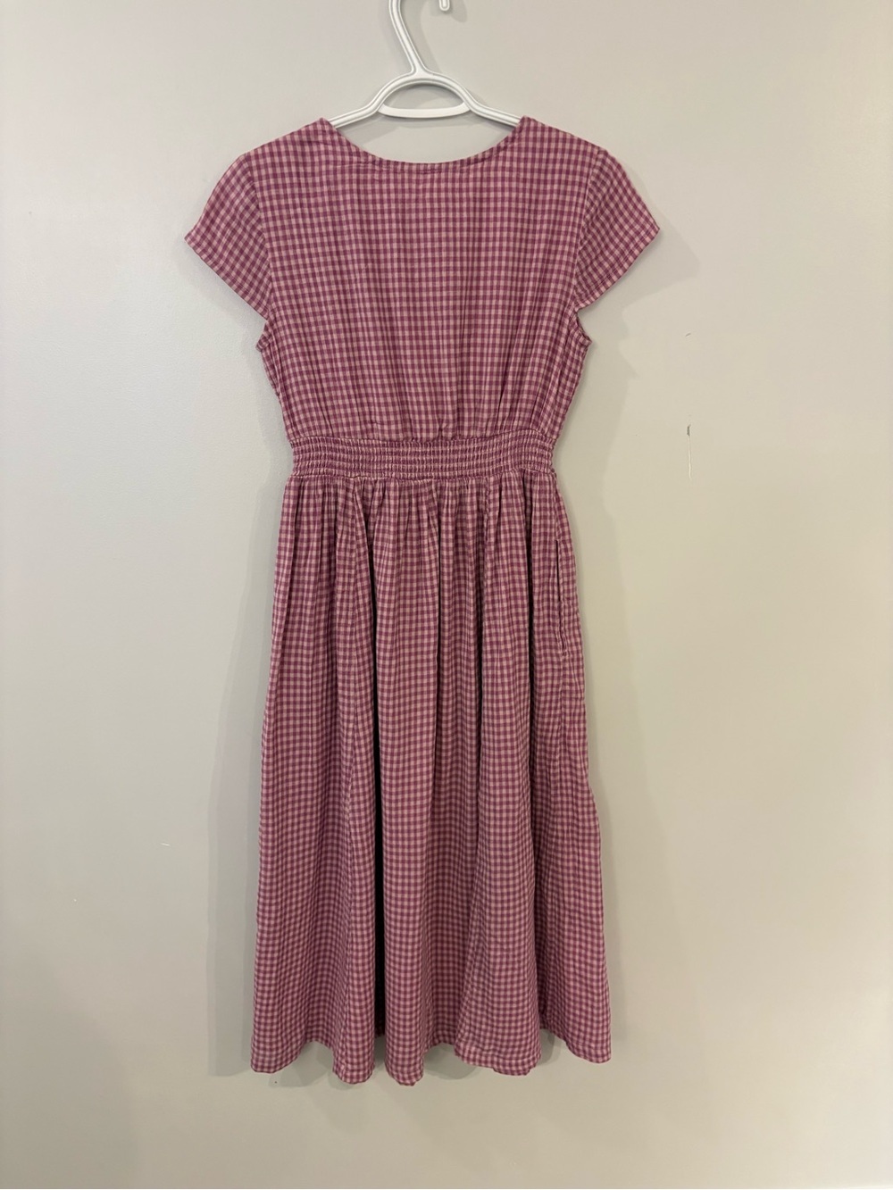 Vintage April Cornell midi dress gingham cotton sweetheart neckline lace detail - Picture 8 of 15